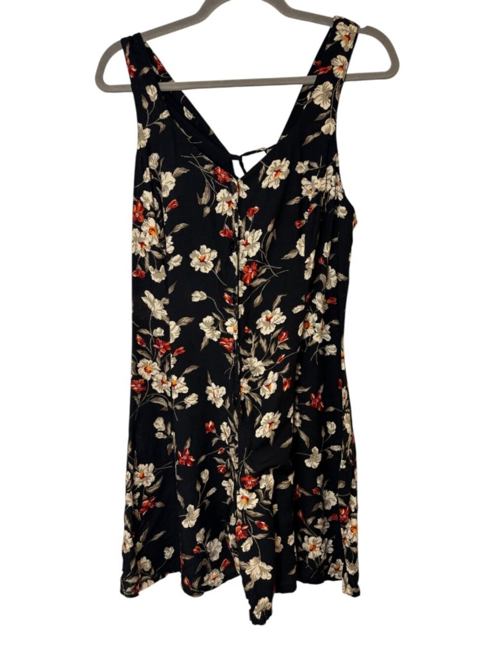 Vintage 90s Liberty Fashions Black Floral Button Front Romper Size Large